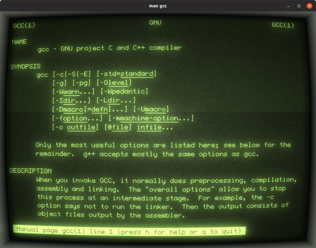 Screenshot of a terminal using cool-retro-term